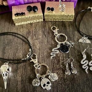 Silver and Black gothic jewelry bundle